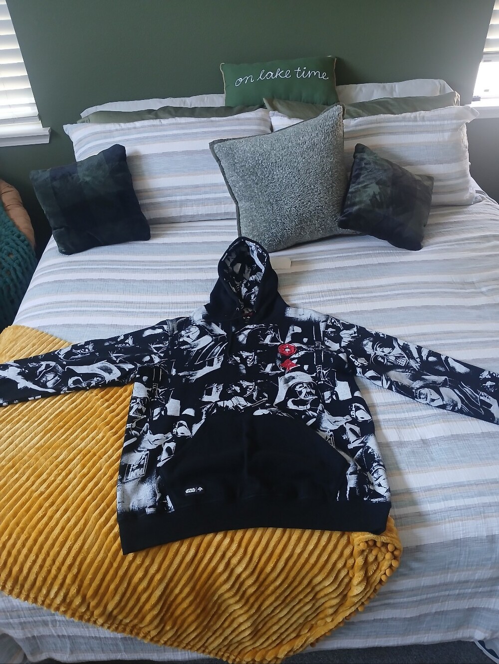 Star Wars Black & White Graphic Zip-Up Hoodie with Red Emblem